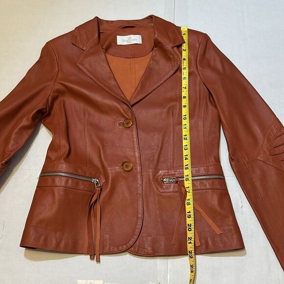 Elegance Paris women’s brown cognac leather jacket size US 2 - Picture 14 of 16